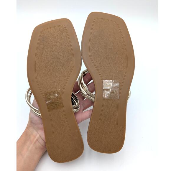 Azalea Wang Stetson Tubular Straps Knot Flat Sandals Women's Gold Sz US7 EU37.5 - Picture 8 of 12